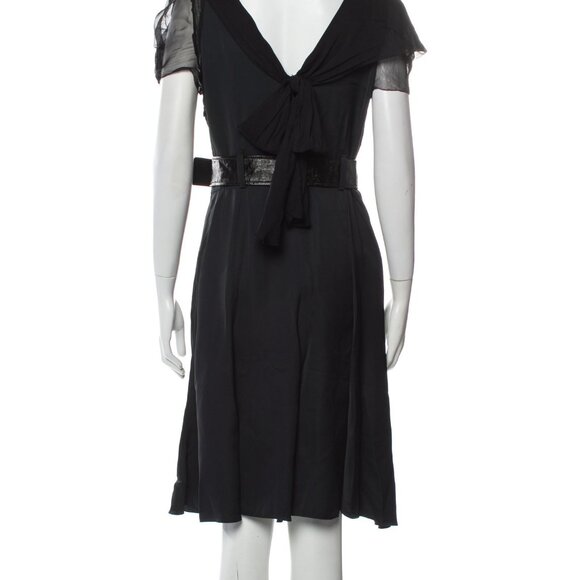 Vintage Prada Black Silk Knee-Length Dress 2008 S/S Size M US8 IT44 - Picture 3 of 3